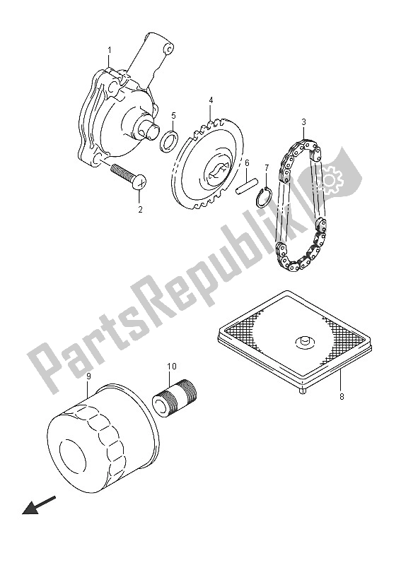 All parts for the Oil Pump of the Suzuki LT A 750 XPZ Kingquad AXI 4X4 2016