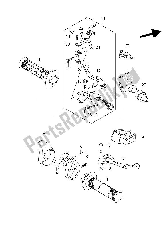 All parts for the Handle Lever of the Suzuki RM Z 450Z 2007