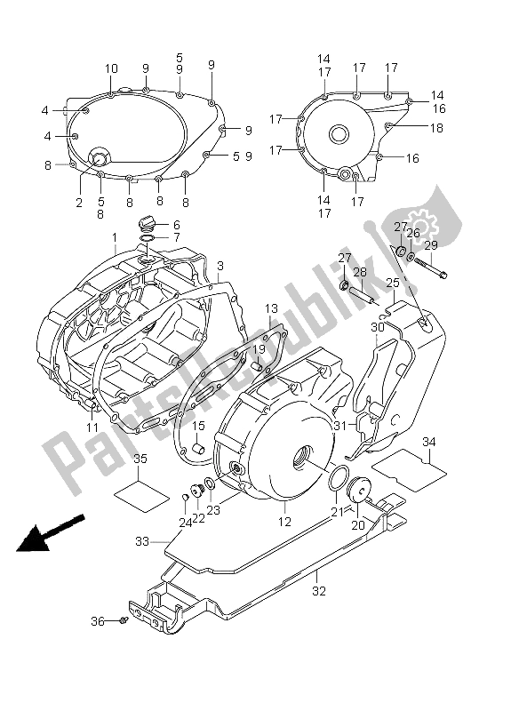 All parts for the Crankcase Cover of the Suzuki VZ 800Z Intruder 2009
