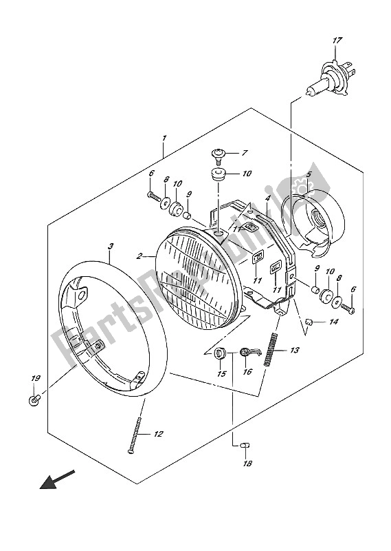 Alle onderdelen voor de Koplamp (e19) van de Suzuki RV 200 2016