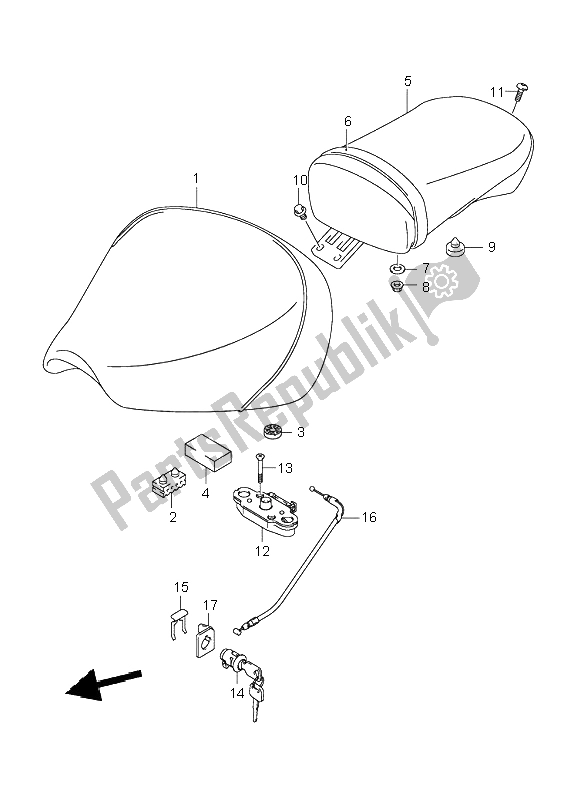 All parts for the Seat of the Suzuki VL 125 Intruder 2003