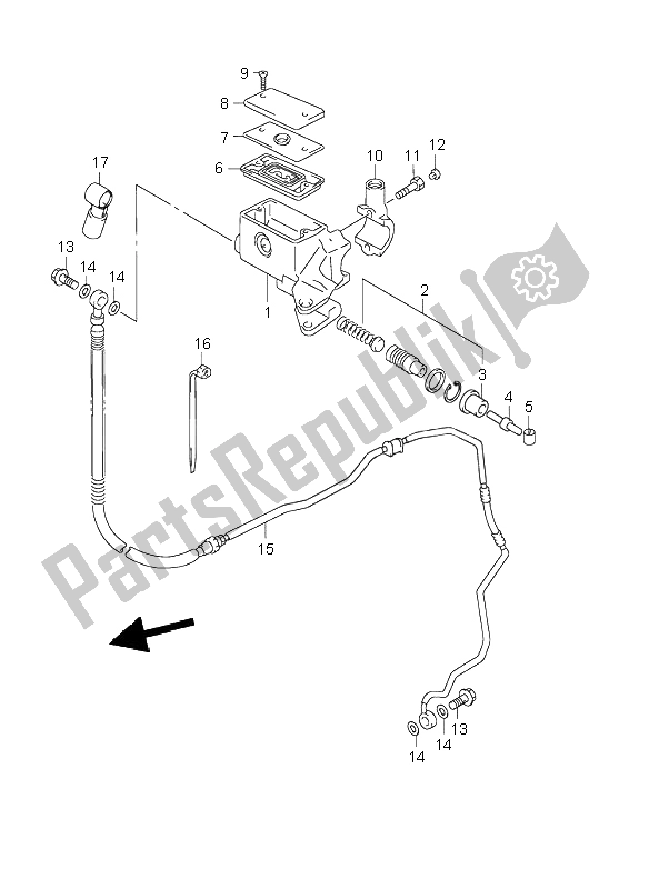 All parts for the Clutch Master Cylinder of the Suzuki VL 1500 Intruder LC 2004