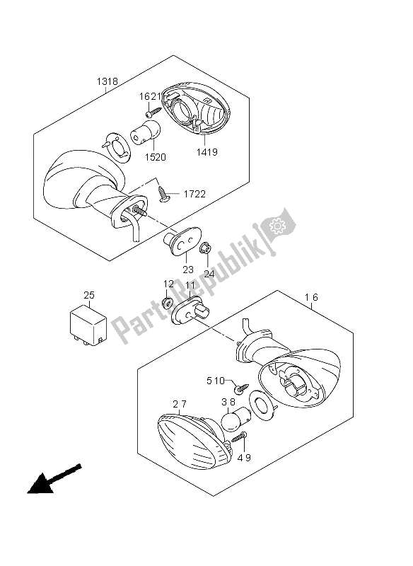 All parts for the Turn Signal Lamp (gsf1250a E24) of the Suzuki GSF 1250A Bandit 2011