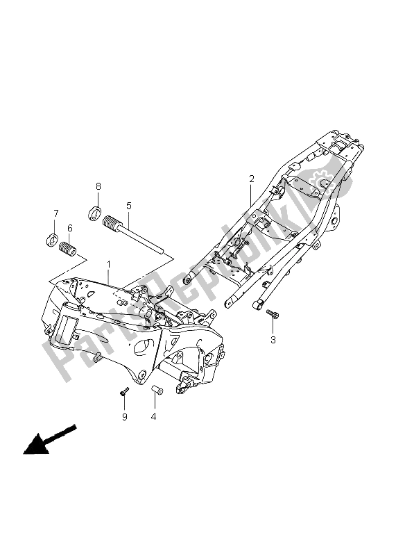 All parts for the Frame of the Suzuki GSX 1300 BKA B King 2009