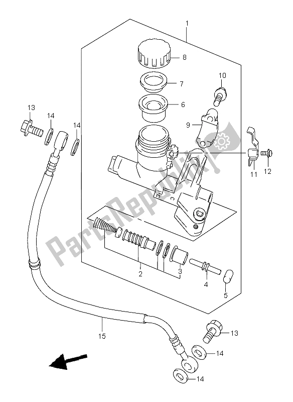 All parts for the Clutch Master Cylinder of the Suzuki TL 1000R 2000