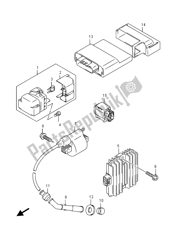 All parts for the Electrical of the Suzuki LT A 750 XVZ Kingquad AXI 4X4 2015