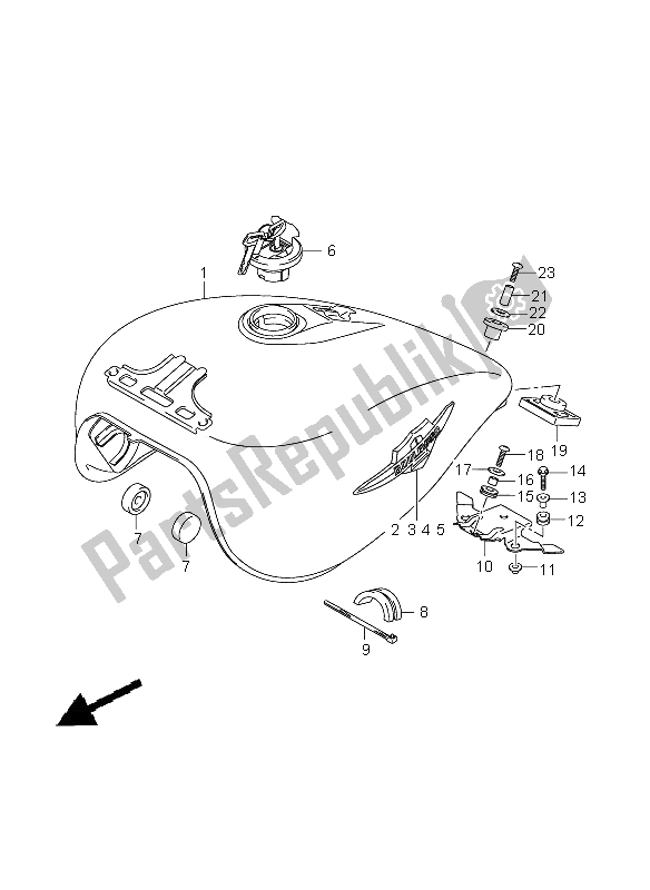 All parts for the Fuel Tank of the Suzuki VZ 800 Marauder 2005