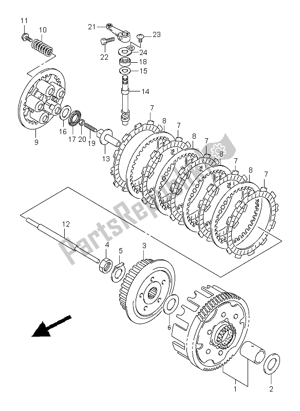 Todas as partes de Embreagem do Suzuki DR Z 125 SW LW 2005