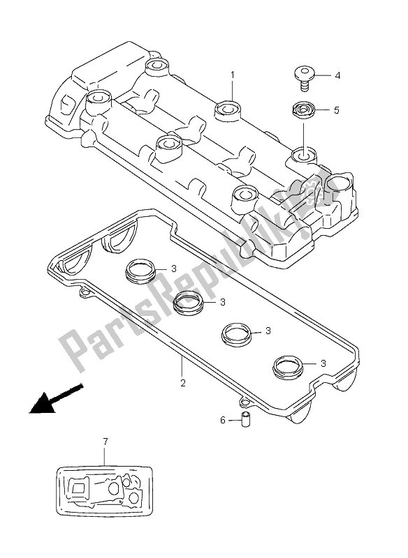 Alle onderdelen voor de Kleppendeksel van de Suzuki GSX R 600 1999