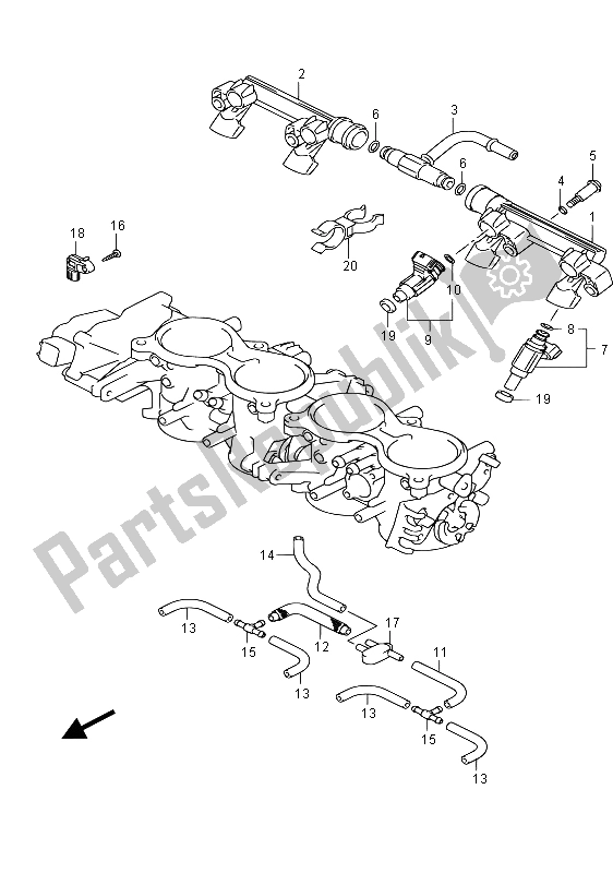 Tutte le parti per il Tubo Flessibile E Giunto Corpo Farfallato (gsx-r750uf) del Suzuki GSX R 750 2015