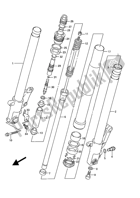 Tutte le parti per il Ammortizzatore Anteriore del Suzuki GSX R 750W 1994