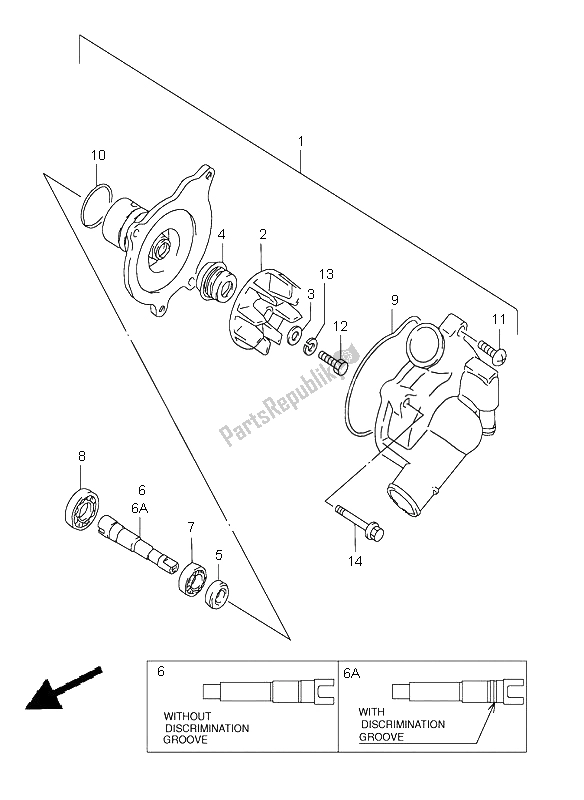 Alle onderdelen voor de Waterpomp van de Suzuki GSX R 600 1997