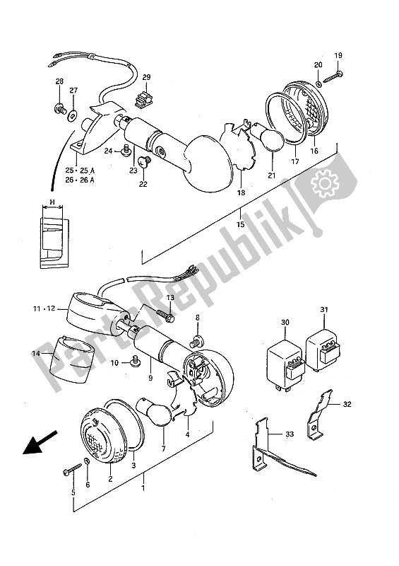 All parts for the Turn Signal Lamp of the Suzuki LS 650 FP Savage 1988