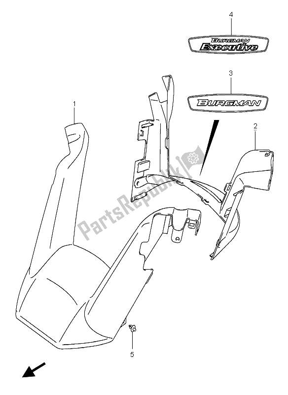 All parts for the Handle Cover of the Suzuki AN 650A Burgman Executive 2005