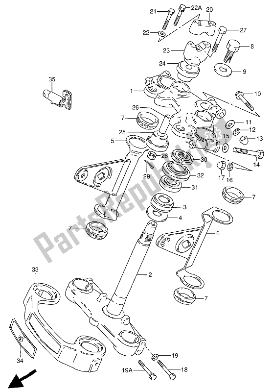 All parts for the Steering Stem of the Suzuki GN 250 1994