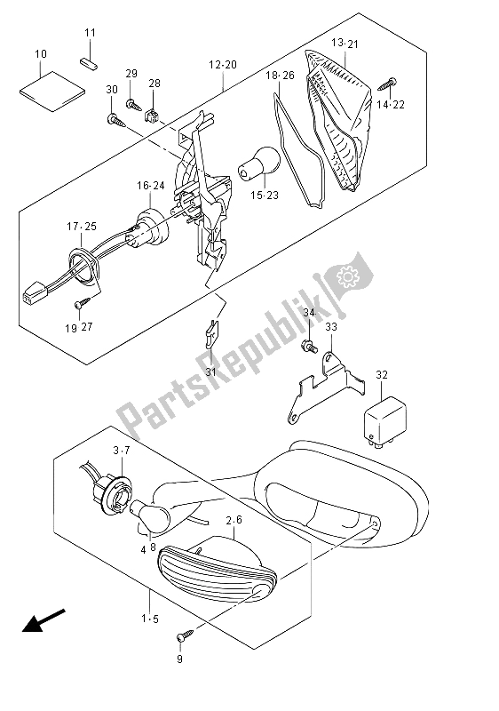 Tutte le parti per il Indicatore Di Direzione del Suzuki GSX R 1000 2015