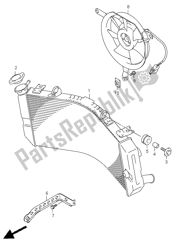 Alle onderdelen voor de Radiator van de Suzuki GSX R 600 2001