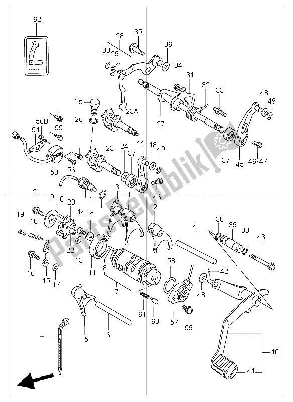 Alle onderdelen voor de Schakelen van de Suzuki LT F 250 Quadrunner 2000