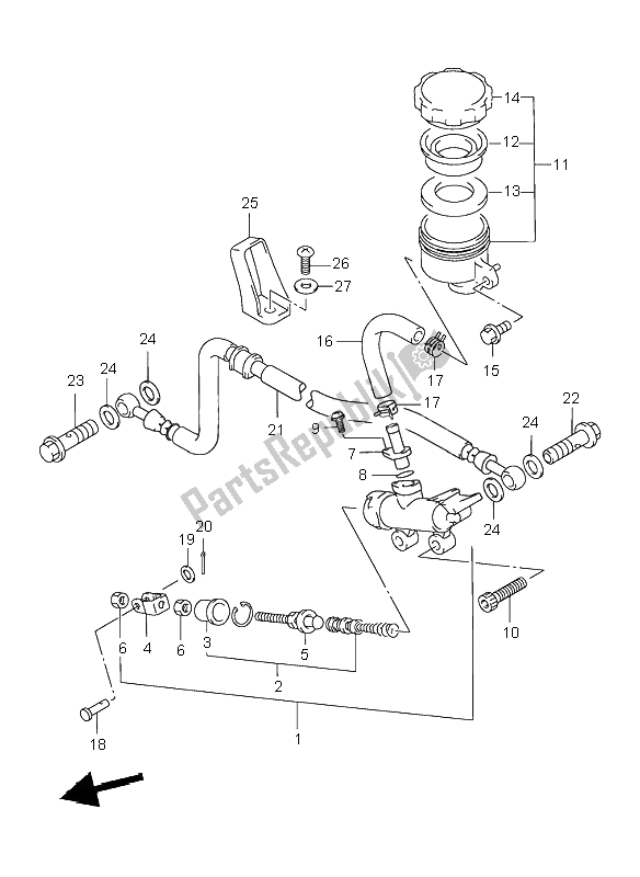 Tutte le parti per il Pompa Freno Posteriore del Suzuki GSX 750F 1999