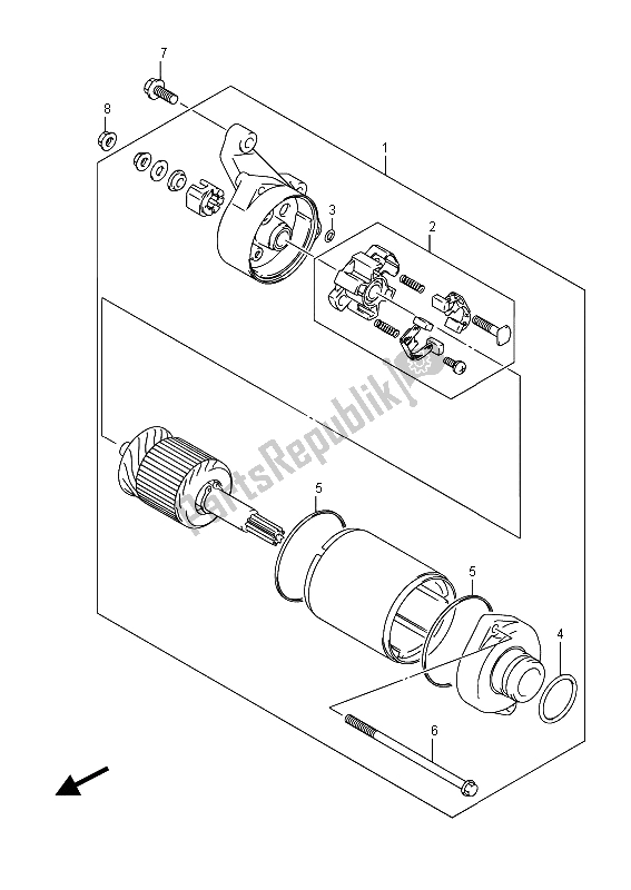 All parts for the Starting Motor of the Suzuki DL 650A V Strom 2015