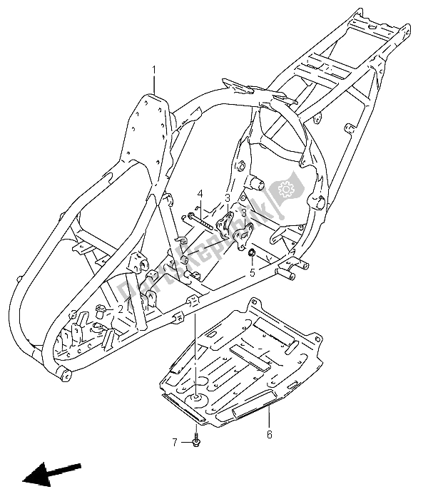 All parts for the Frame of the Suzuki LT F 160 Quadrunner 2004