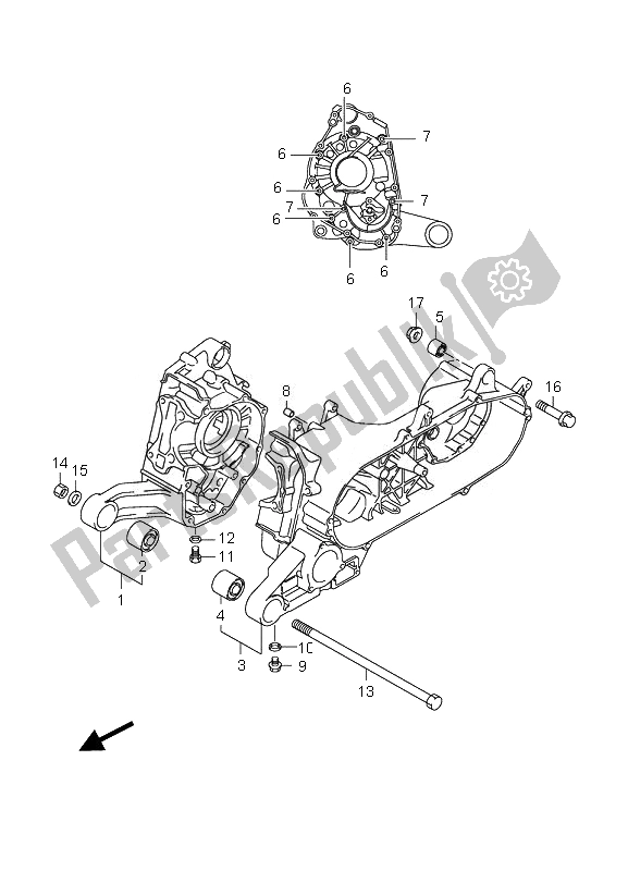 All parts for the Crankcase of the Suzuki LT Z 90 4T Quadsport 2010