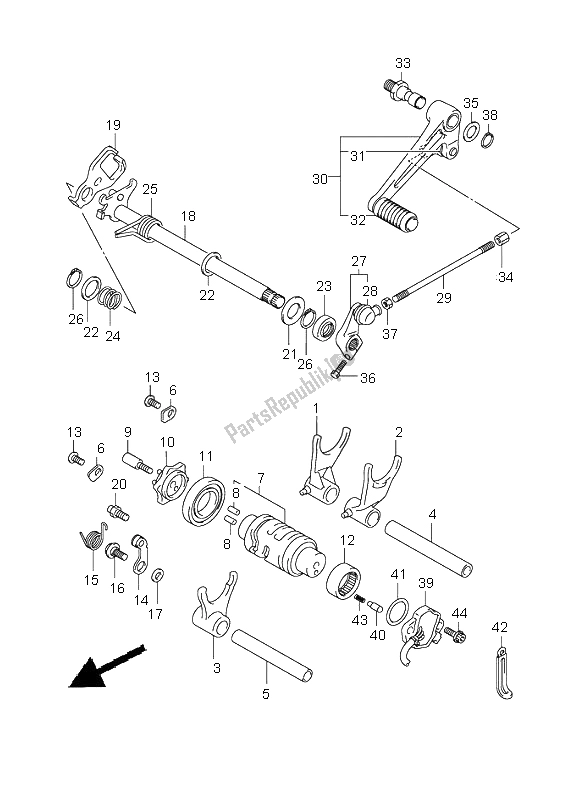 All parts for the Gear Shifting of the Suzuki SV 650 NS 2005