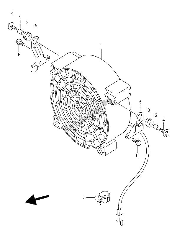 All parts for the Cooling Fan of the Suzuki LT A 400F Eiger 4X4 2002