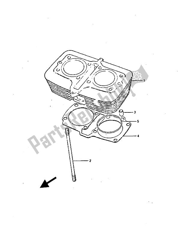 All parts for the Cylinder of the Suzuki GS 450 ES 1986