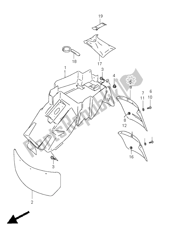 Toutes les pièces pour le Garde-boue Arrière du Suzuki GSX R 600 1998