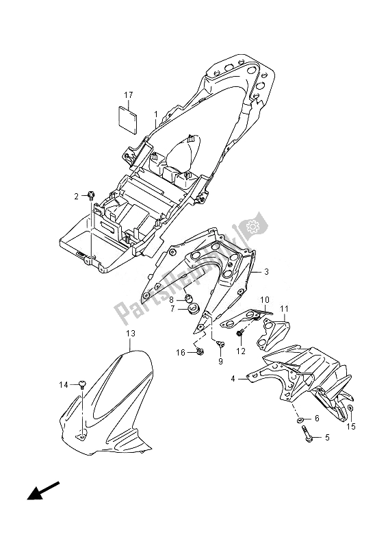 All parts for the Rear Fender (gsx-r1000uf) of the Suzuki GSX R 1000 2014