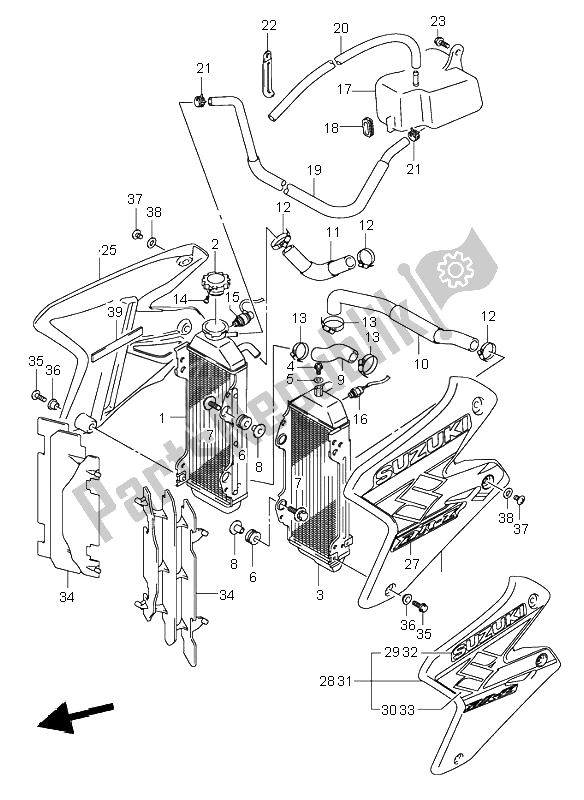 Alle onderdelen voor de Radiator van de Suzuki DR Z 400S 2003