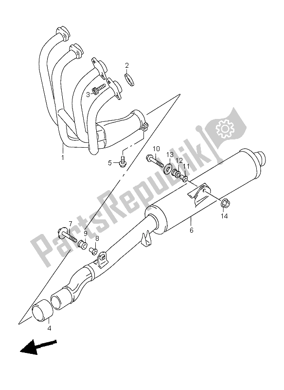 All parts for the Muffler of the Suzuki GSX 750F 1998