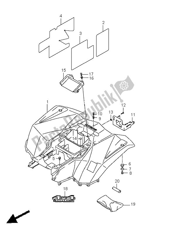 All parts for the Rear Fender (lt-a400f P28) of the Suzuki LT A 400 FZ Kingquad ASI 4X4 2011