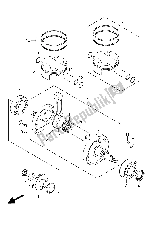 Toutes les pièces pour le Vilebrequin du Suzuki RM Z 250 2011