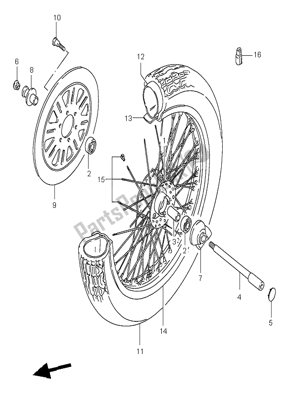 Tutte le parti per il Ruota Anteriore del Suzuki VS 800 Intruder 1995