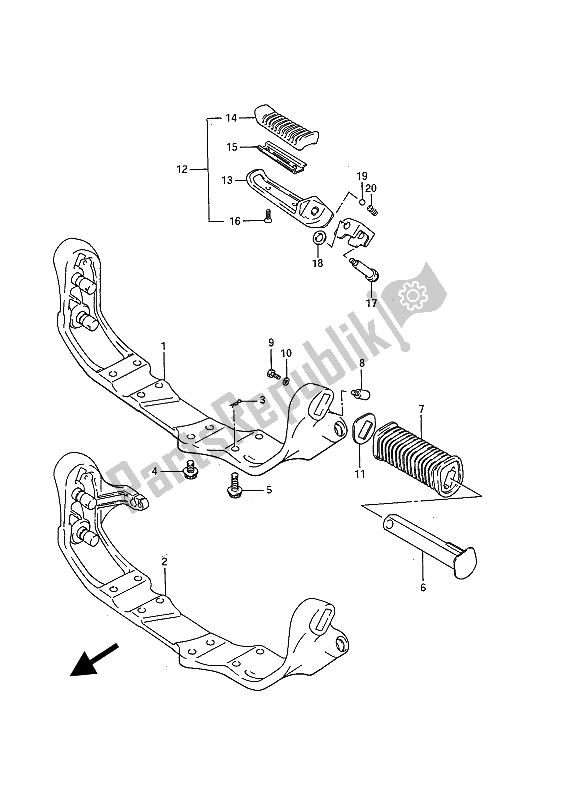 All parts for the Footrest of the Suzuki VS 750 Glfp Intruder 1986