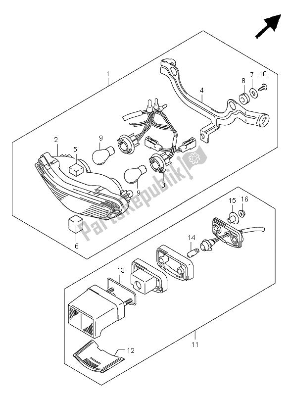 All parts for the Tail Lamp of the Suzuki DL 1000 V Strom 2006