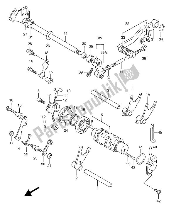 All parts for the Gear Shifting of the Suzuki RGV 250 1993