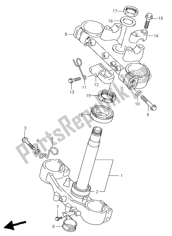 All parts for the Front Fork Bracket (e1) of the Suzuki DR Z 400E 2002