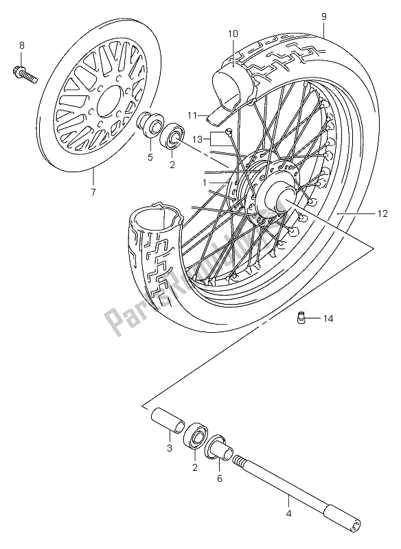 Tutte le parti per il Ruota Anteriore del Suzuki VL 125 Intruder 2007