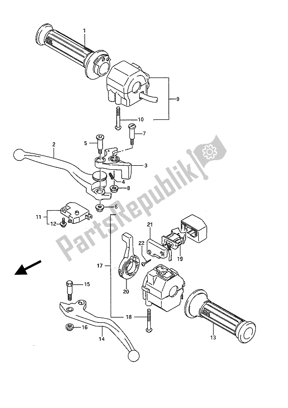 Toutes les pièces pour le Interrupteur De Poignée du Suzuki GSX 1100F 1991