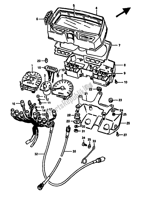 Alle onderdelen voor de Snelheidsmeter En Toerenteller (gsx550e-eu) van de Suzuki GSX 550 Esfu 1986