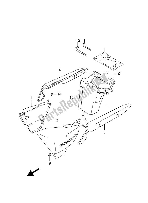 All parts for the Frame Cover of the Suzuki GZ 125 Marauder 2007