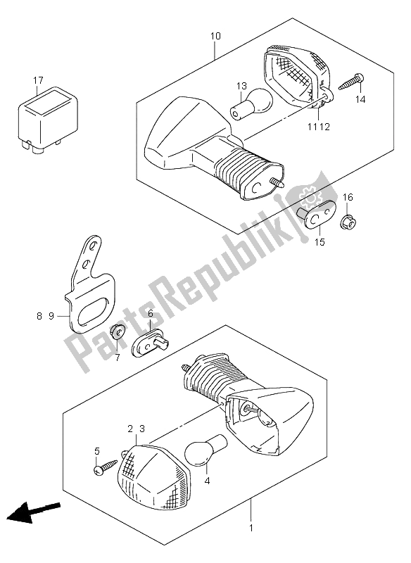 All parts for the Turn Signal Lamp of the Suzuki DR Z 400S 2004