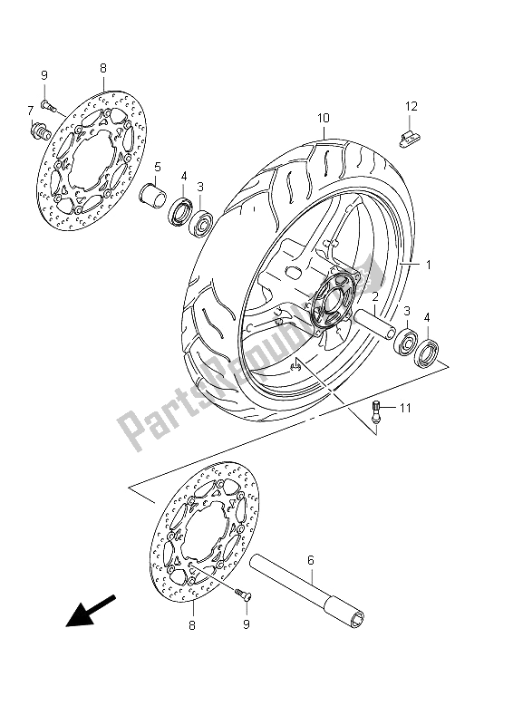 All parts for the Front Wheel (gsf1250s E21) of the Suzuki GSF 1250 SA Bandit 2012