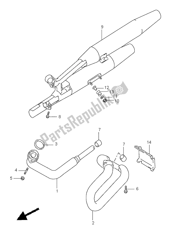 All parts for the Muffler of the Suzuki VZ 800 Marauder 2001