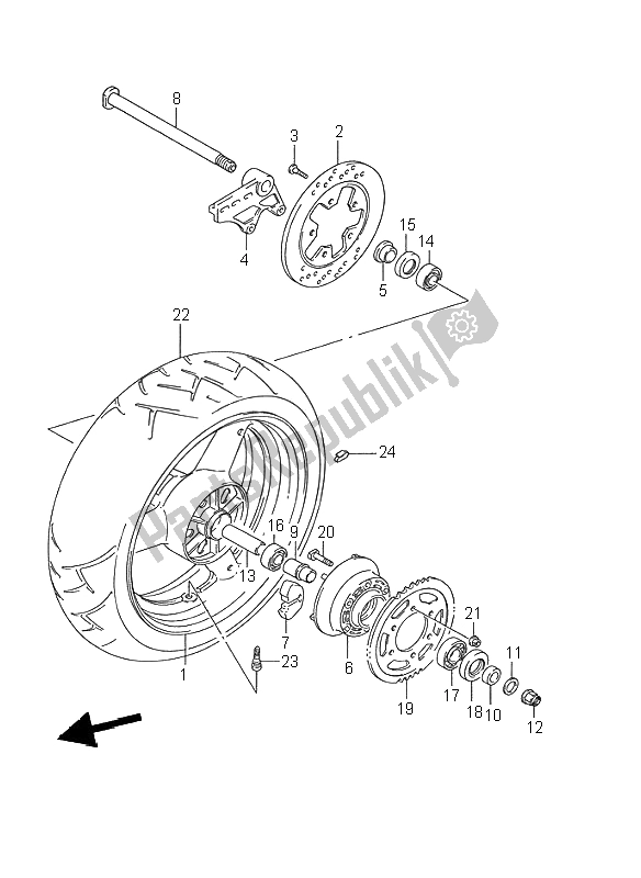 Toutes les pièces pour le Roue Arrière du Suzuki GSX R 750W 1995