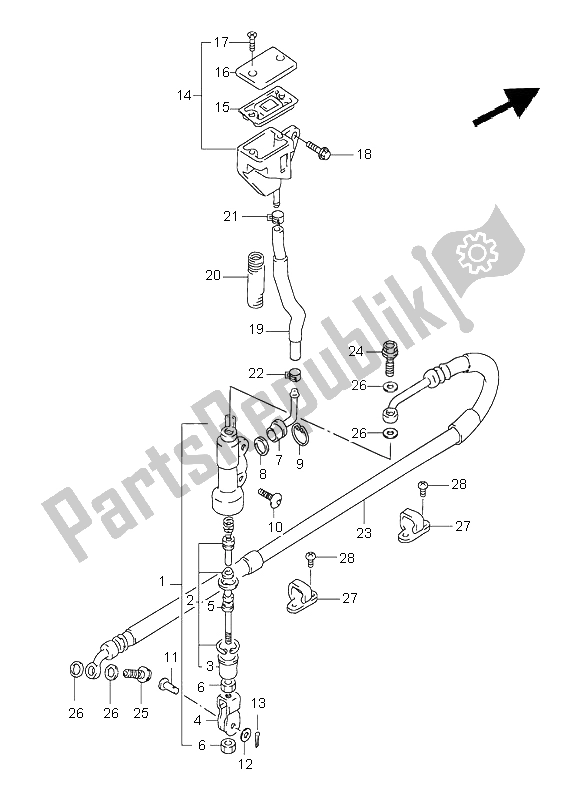 All parts for the Rear Master Cylinder of the Suzuki XF 650 Freewind 1997