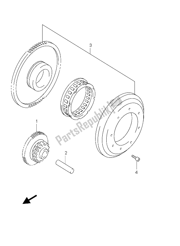 All parts for the Starter Clutch of the Suzuki DL 650 V Strom 2004